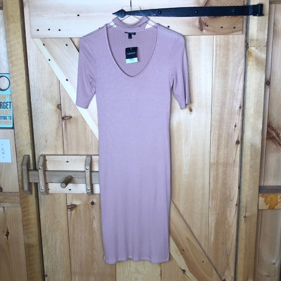 topshop | choker neck ribbed midi dress - Picture 5 of 8